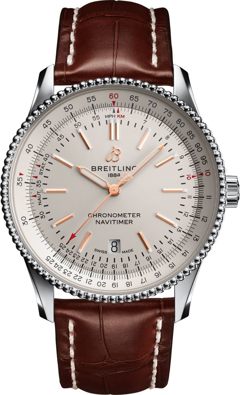 Breitling  41 mm Watch in Silver Dial For Men - 1