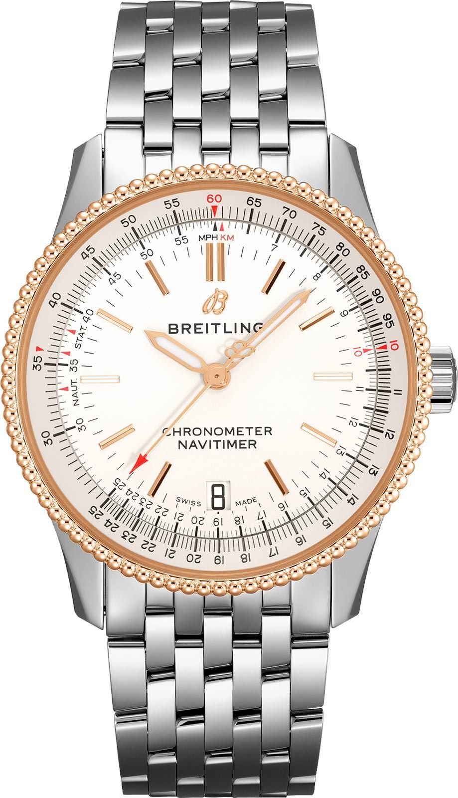 Breitling  38 mm Watch in Silver Dial For Unisex - 1