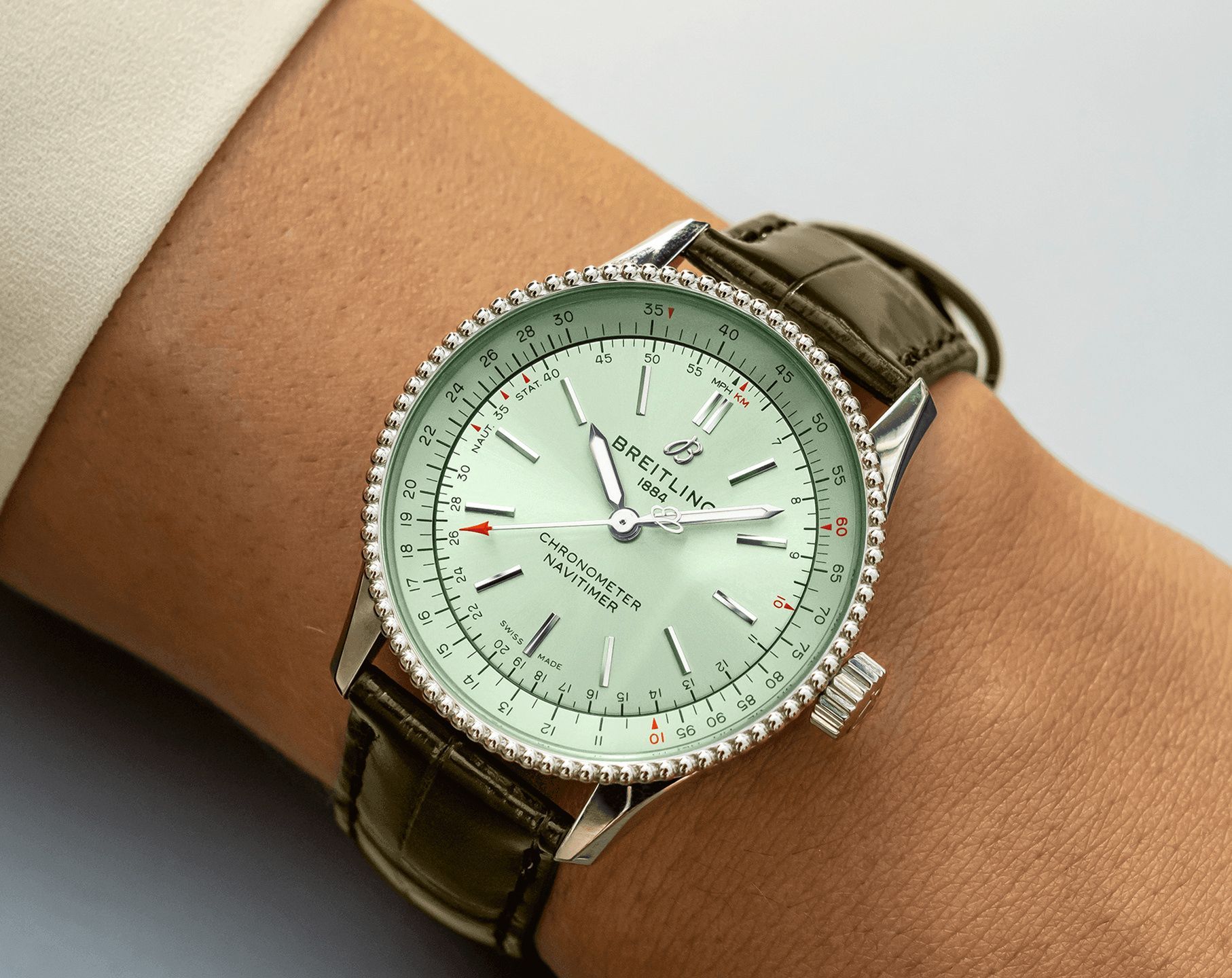 Breitling Navitimer  Green Dial 35 mm Automatic Watch For Women - 5