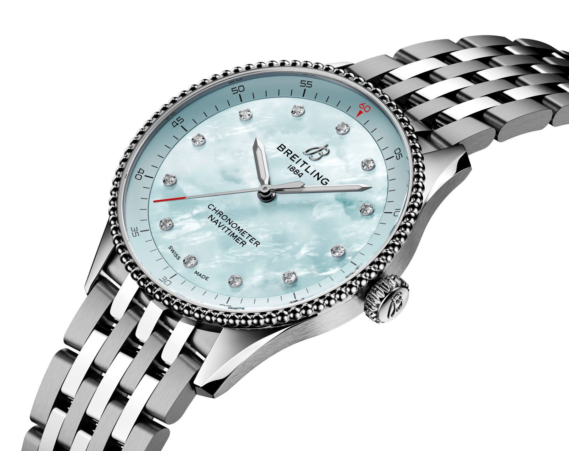 Breitling Navitimer  Blue MOP Dial 32 mm Thermocompensated SuperQuartz™ Watch For Women - 3