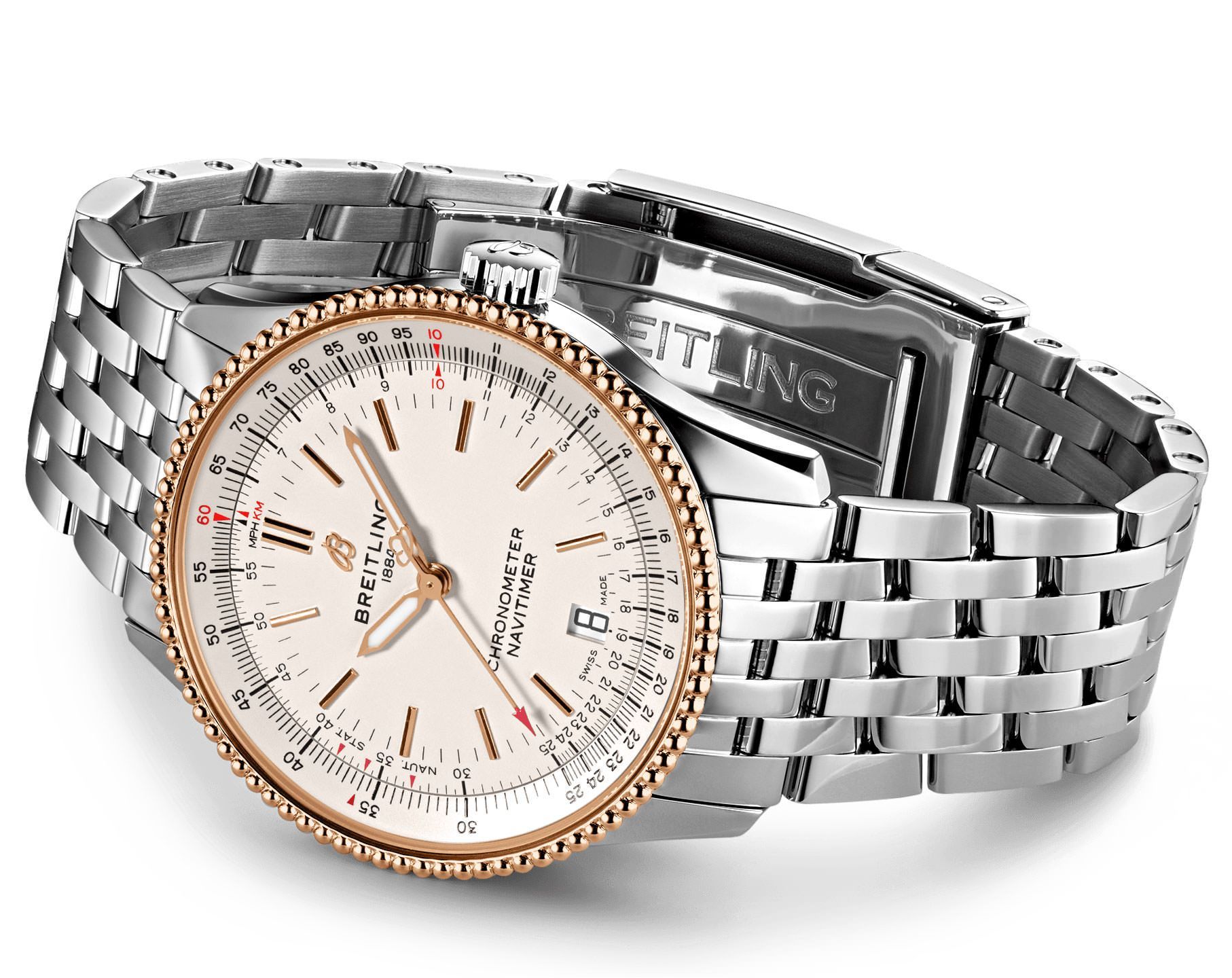 Breitling  38 mm Watch in Silver Dial For Unisex - 4