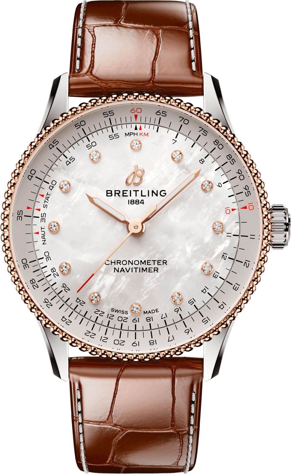 Breitling Navitimer  White MOP Dial 36 mm Automatic Watch For Women - 1