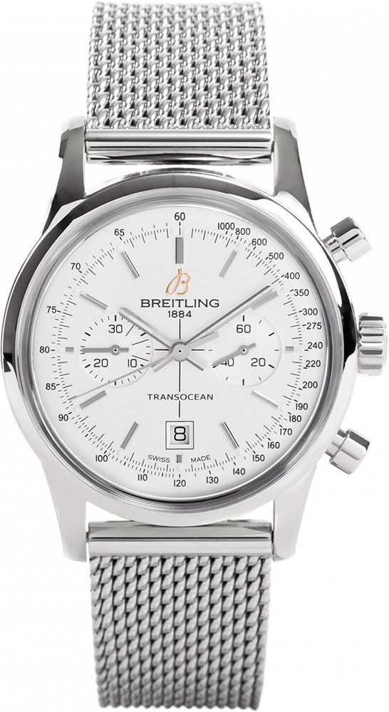 Breitling Transocean Chronograph 38 38 mm Watch in Silver Dial For Men - 1
