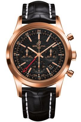 Breitling Transocean Chronograph GMT 38 mm Watch in Black Dial For Men - 1