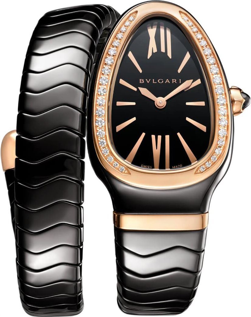 BVLGARI Serpenti Spiga Black Dial 35 mm Quartz Watch For Women - 1