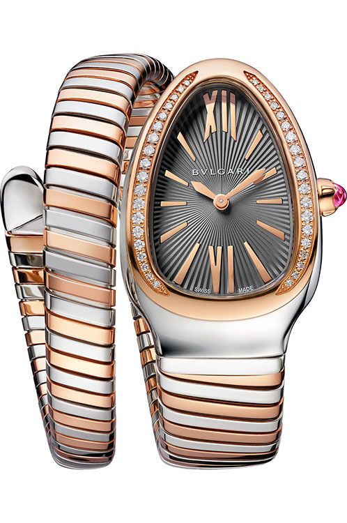 BVLGARI Serpenti Quartz Women Watches in Drop case Grey Dial