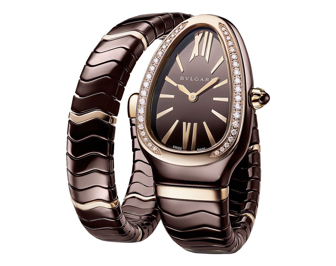 BVLGARI Serpenti Spiga Brown Dial 35 mm Quartz Watch For Women - 3