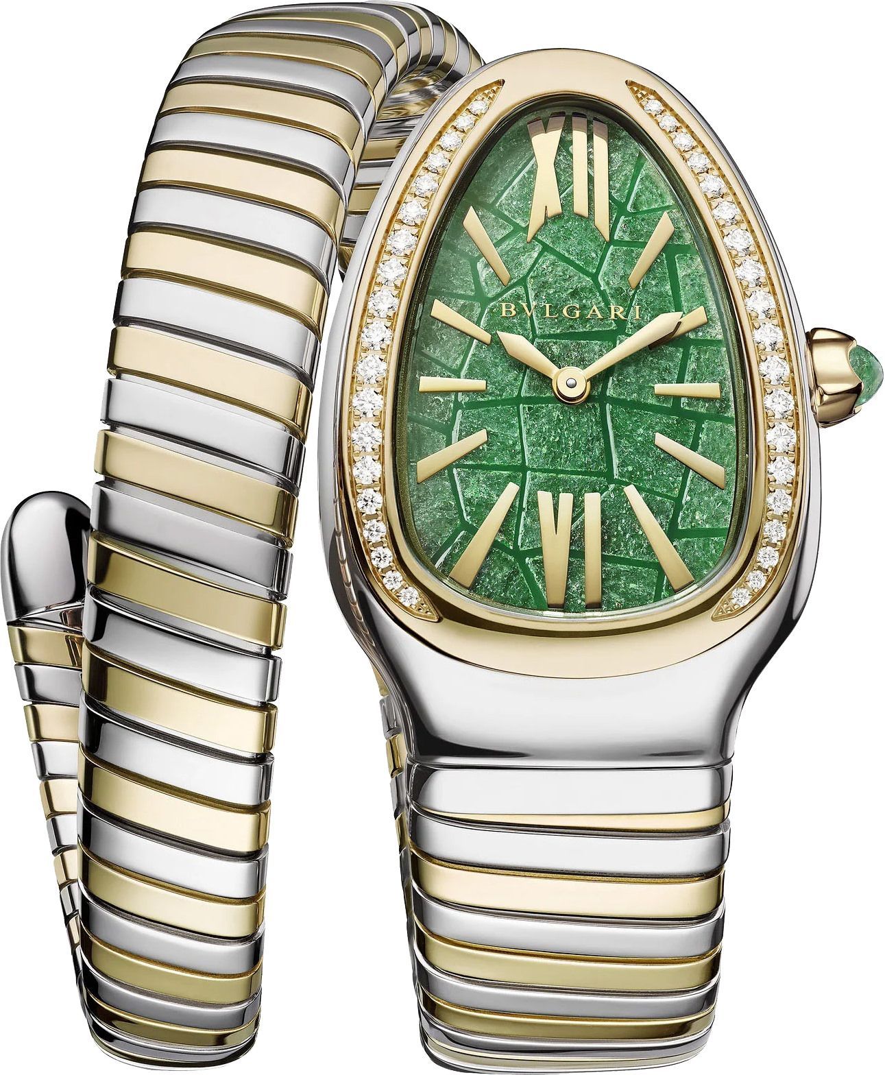 BVLGARI Serpenti Tubogas Green Dial 35 mm Quartz Watch For Women - 1