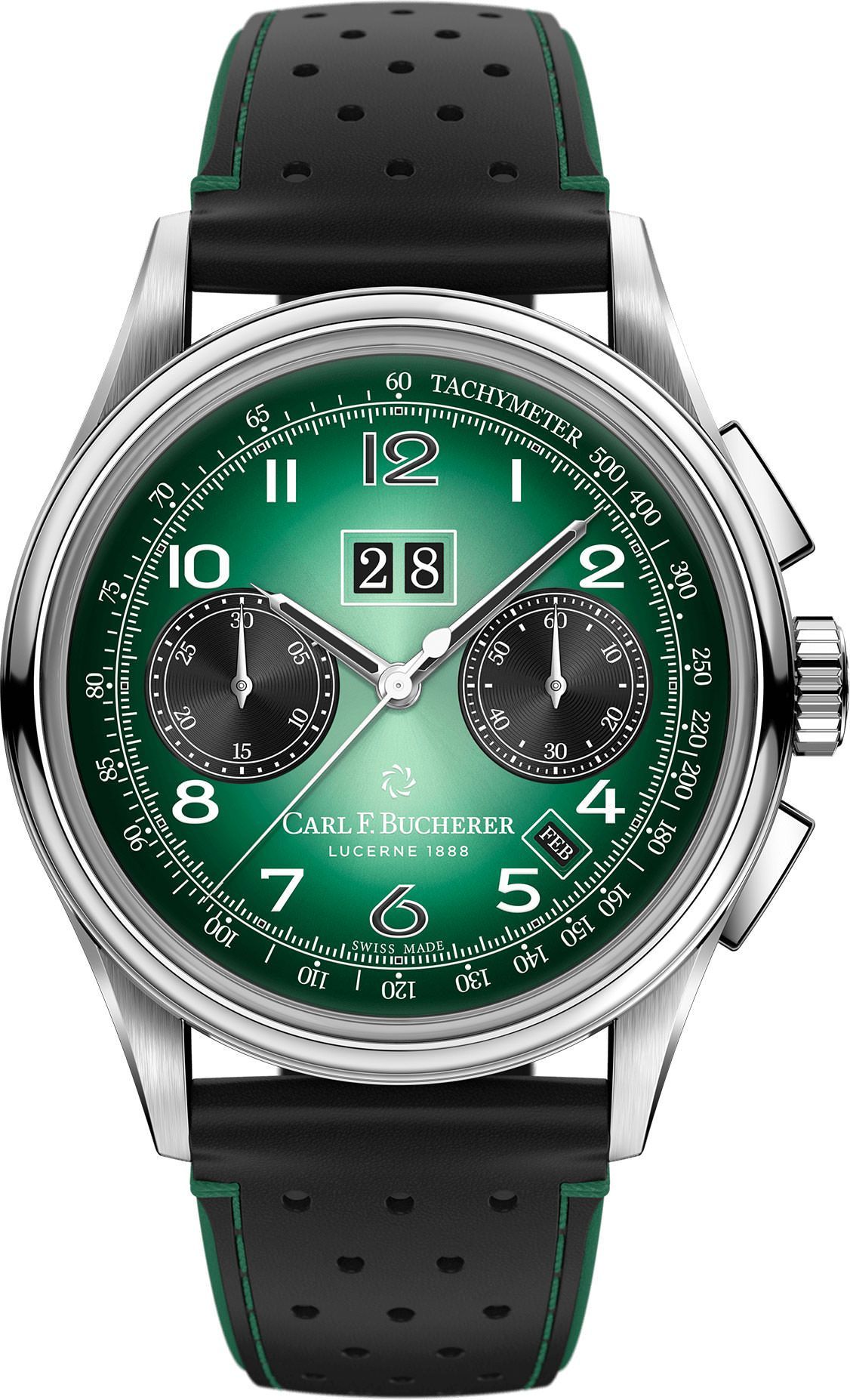Carl F. Bucherer Bicompax Annual 41 mm Watch in Green Dial For Men - 1