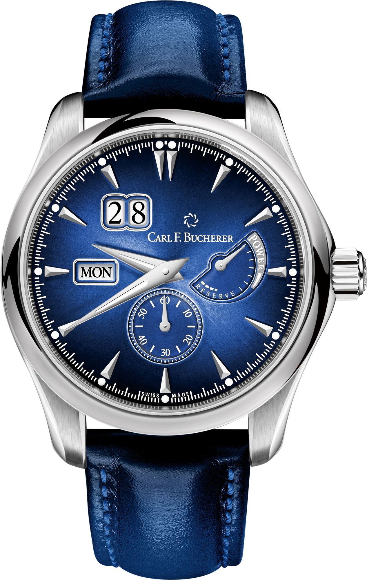 Carl F. Bucherer Manero Power Reserve Blue Dial 42.5 mm Automatic Watch For Men - 1