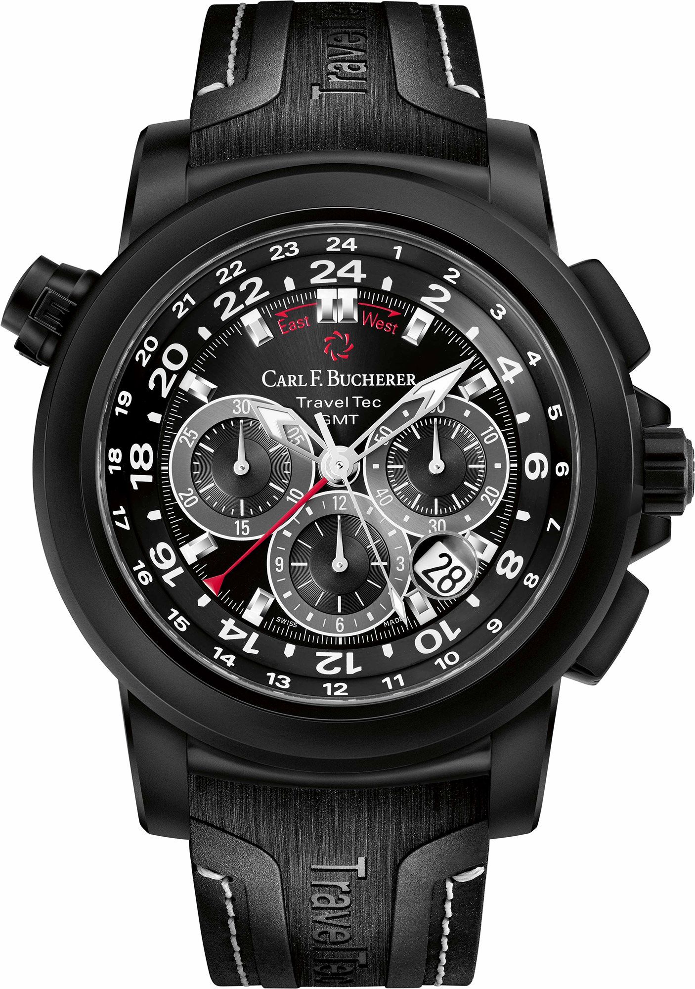 Carl F. Bucherer Patravi TravelTec Black Dial 46.6 mm Automatic Watch For Men - 1
