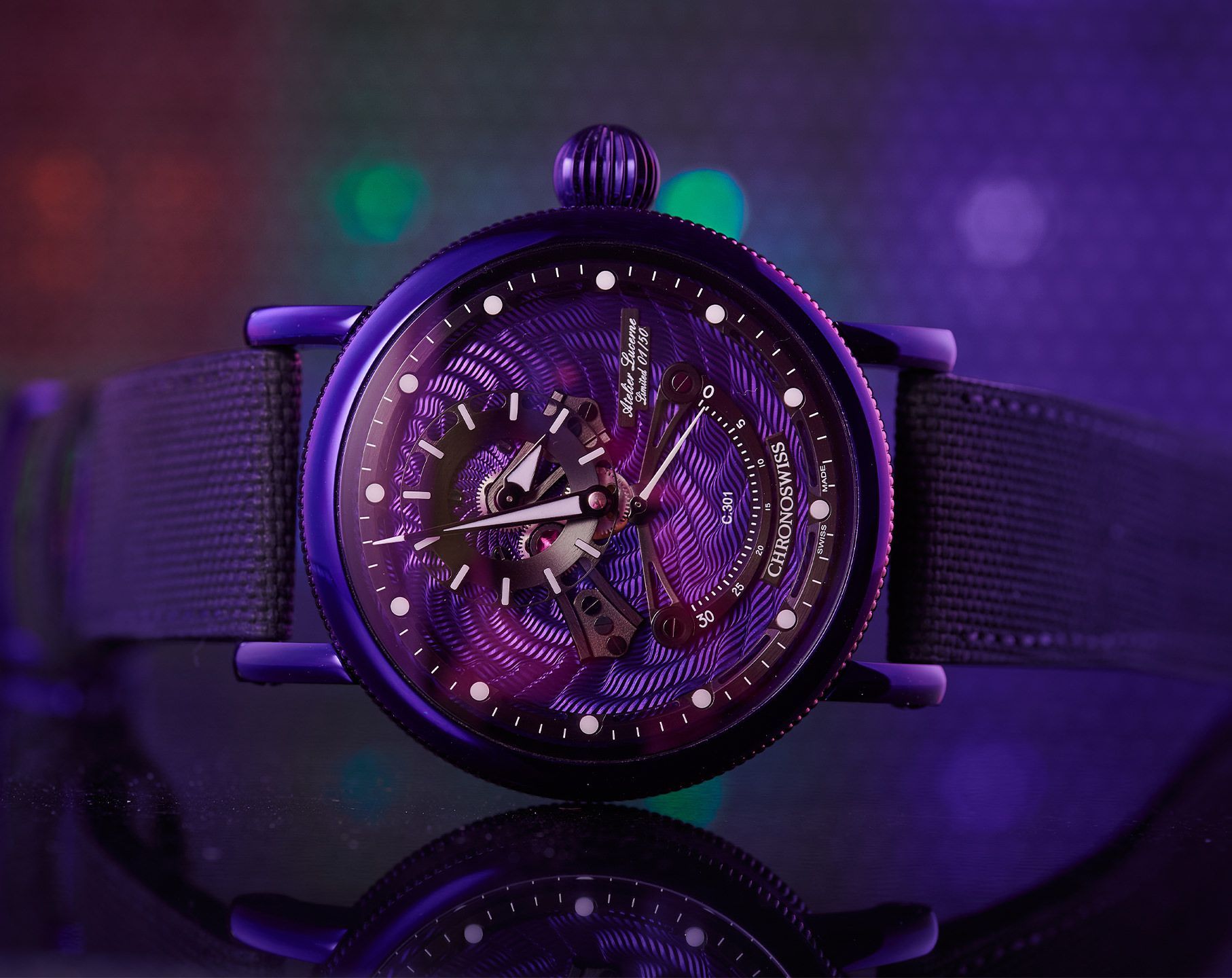 Chronoswiss Open Gear Open Gear ReSec Purple Dial 44 mm Automatic Watch For Men - 3