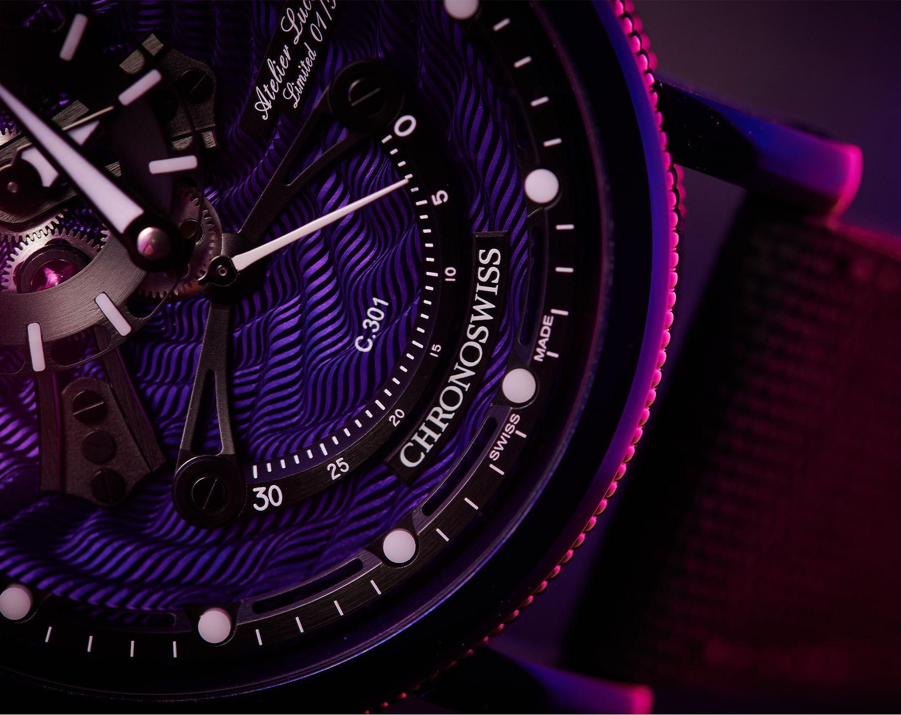 Chronoswiss Open Gear Open Gear ReSec Purple Dial 44 mm Automatic Watch For Men - 5