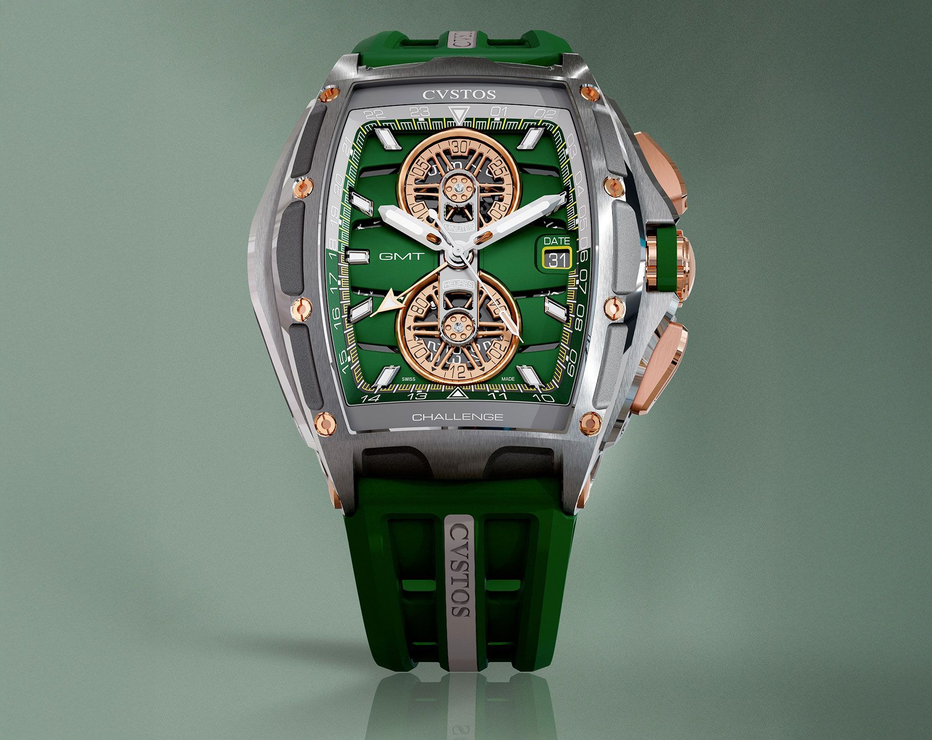 CVSTOS Racing Chrono GMT Green Dial 45 mm Automatic Watch For Men - 5
