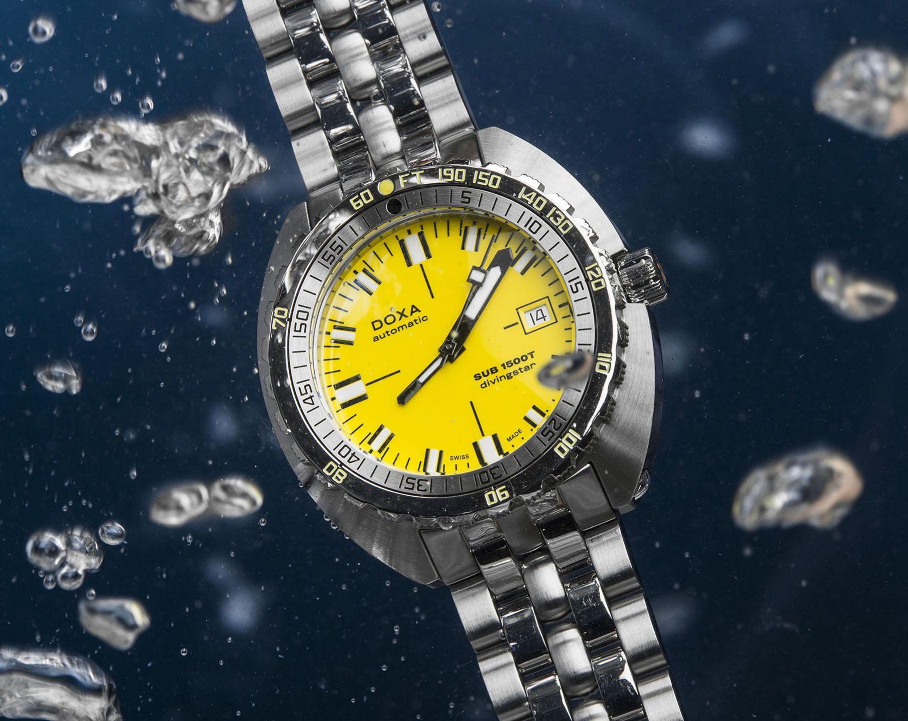 Doxa Divingstar 45 mm Watch in Yellow Dial