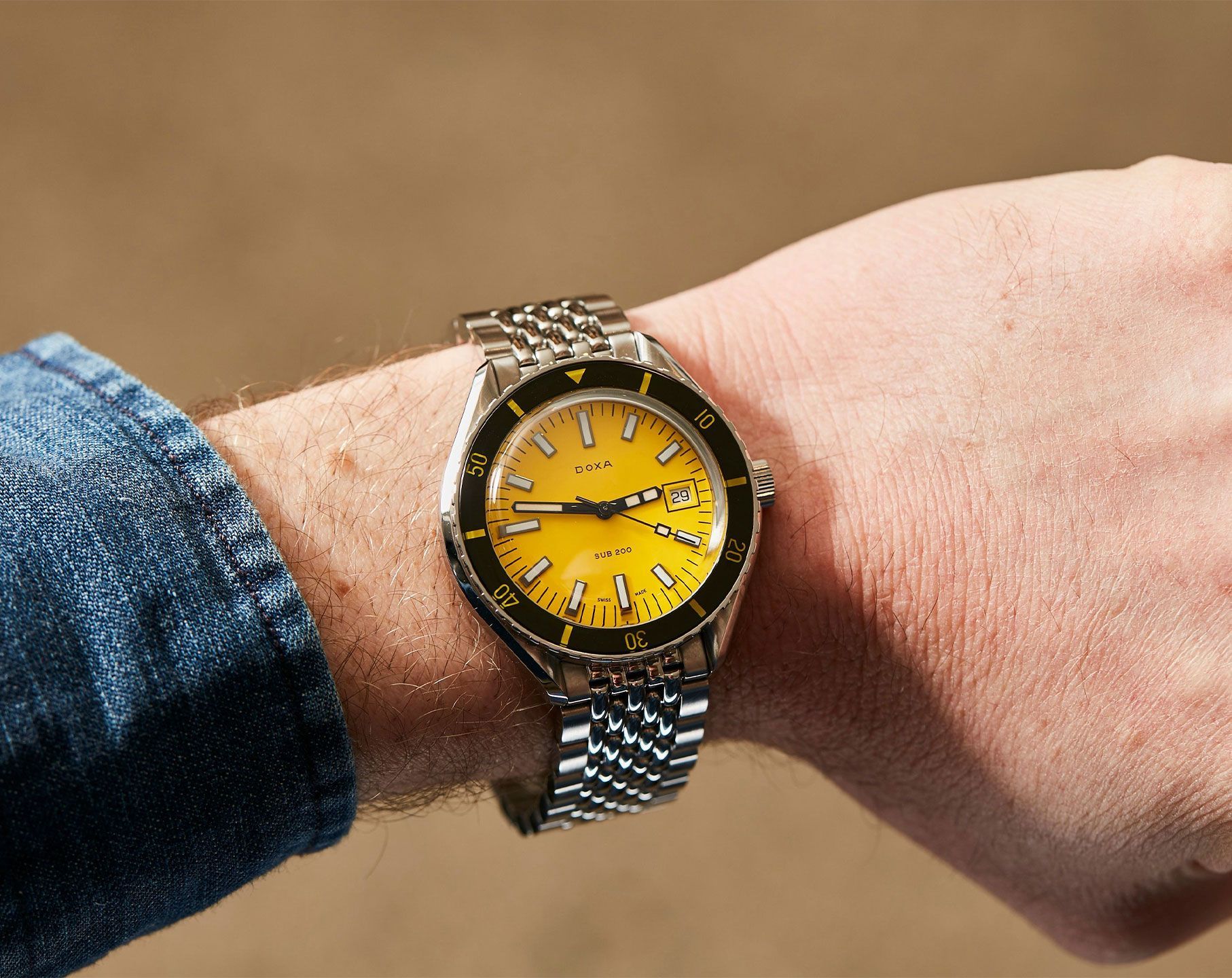 Doxa Divingstar 42 mm Watch in Yellow Dial For Men - 4