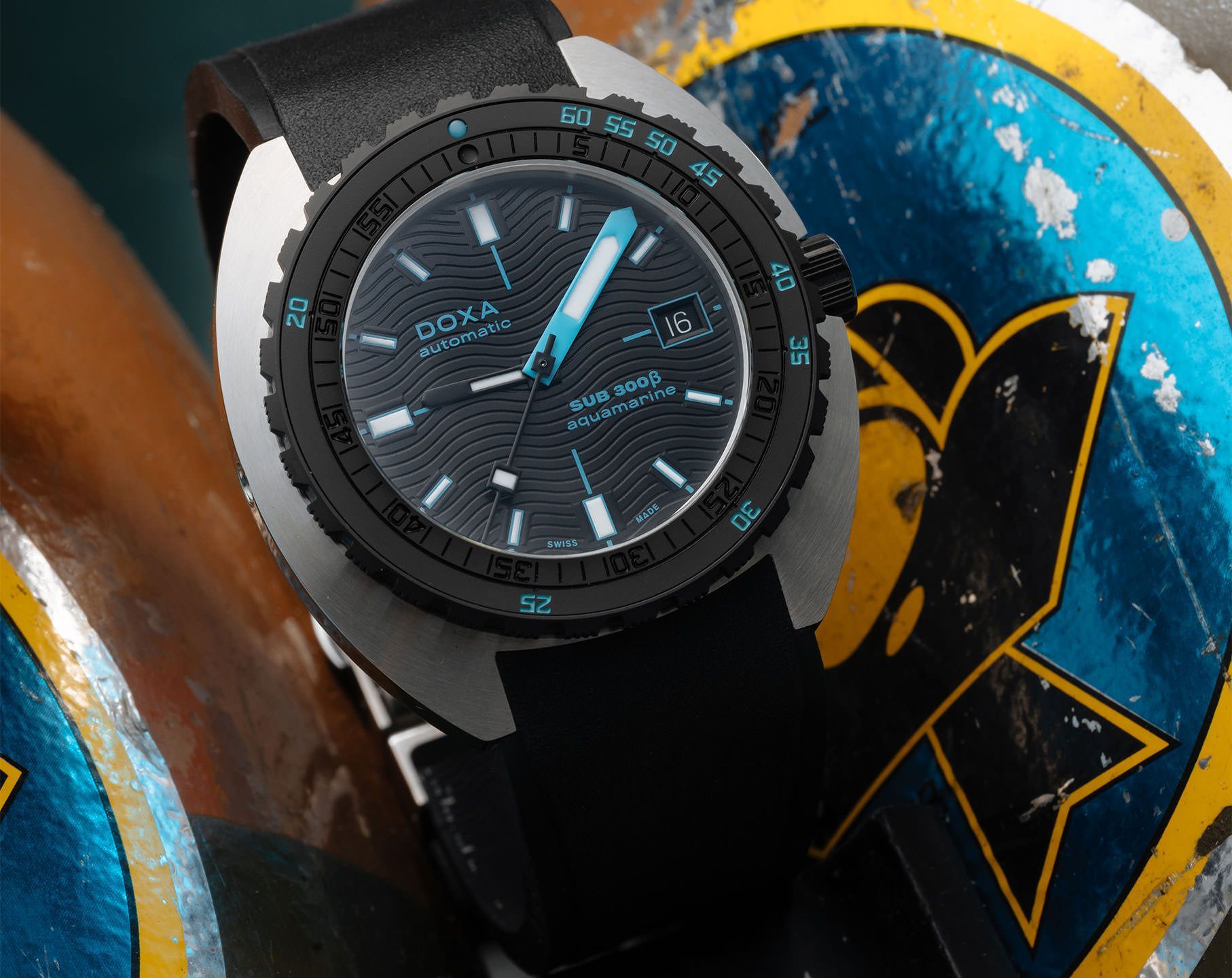 Doxa SUB 300 Beta Aquamarine Black Dial 42.5 mm Automatic Watch For Men - 6