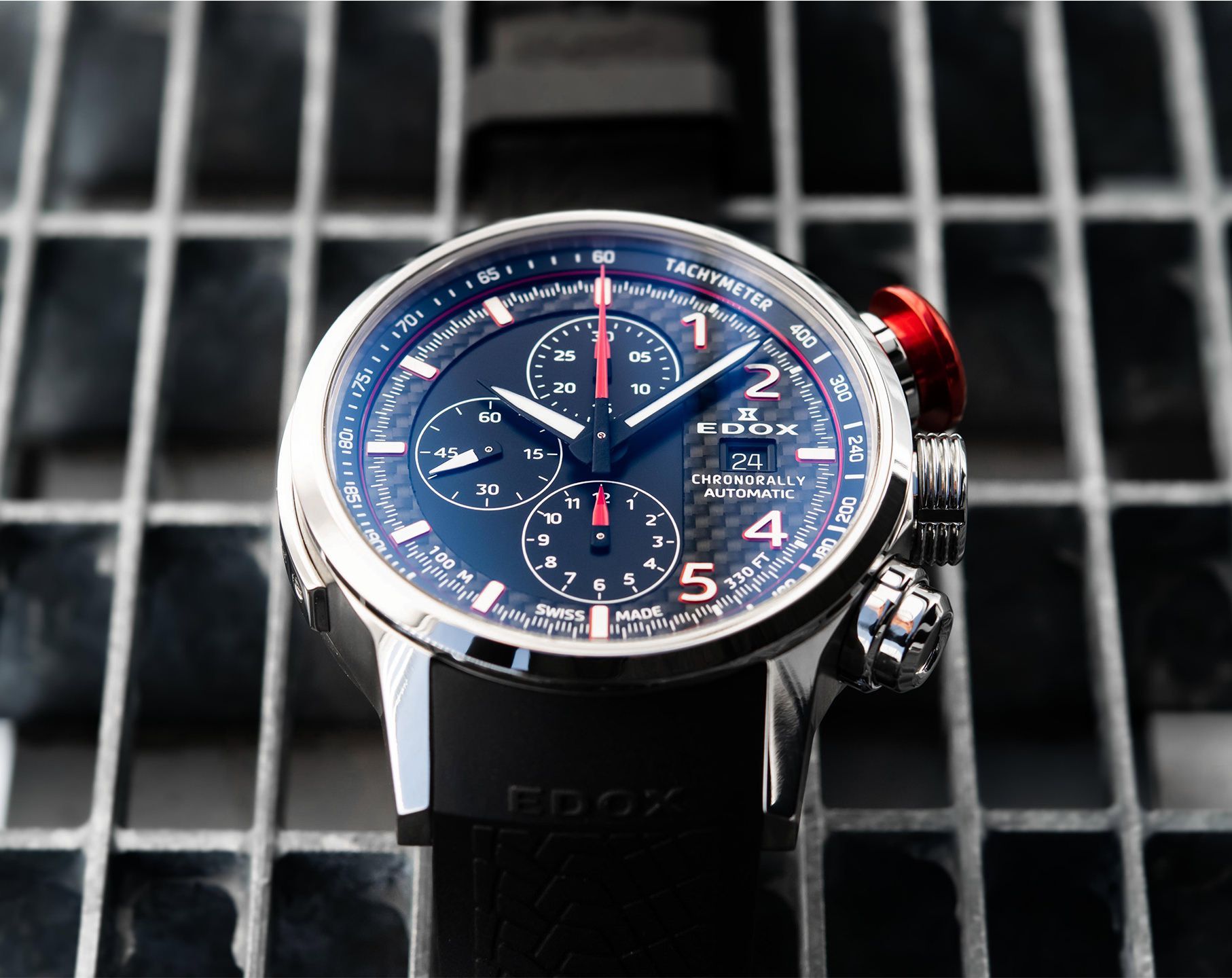 Edox Chronorally  Black Dial 45 mm Automatic Watch For Men - 3