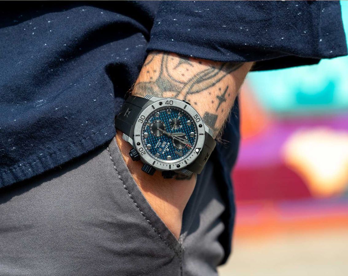 Edox CO-1  Blue Dial 45 mm Automatic Watch For Men - 4