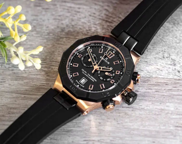 Edox Delfin The Original  Black Dial 43 mm Quartz Watch For Men - 4