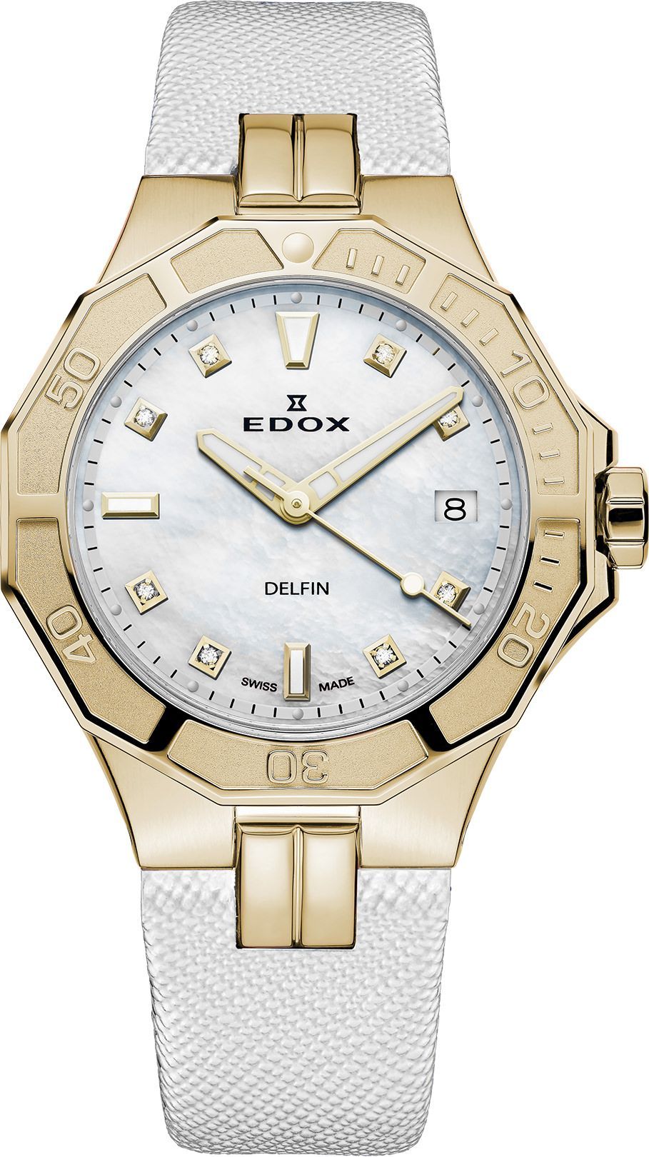 Edox Delfin The Original  White Dial 38 mm Quartz Watch For Women - 1