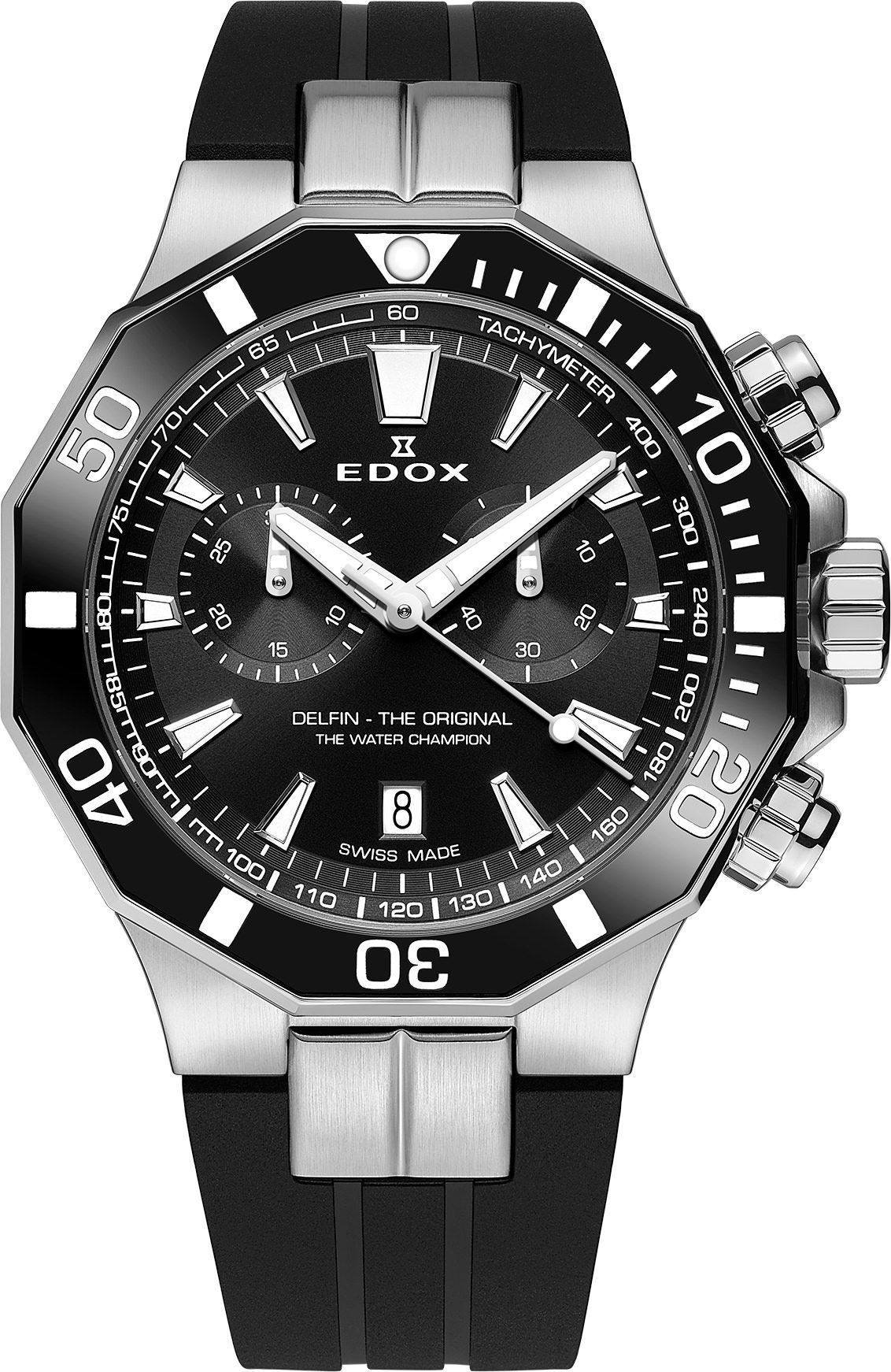 Edox Delfin The Original  Black Dial 43 mm Quartz Watch For Men - 1