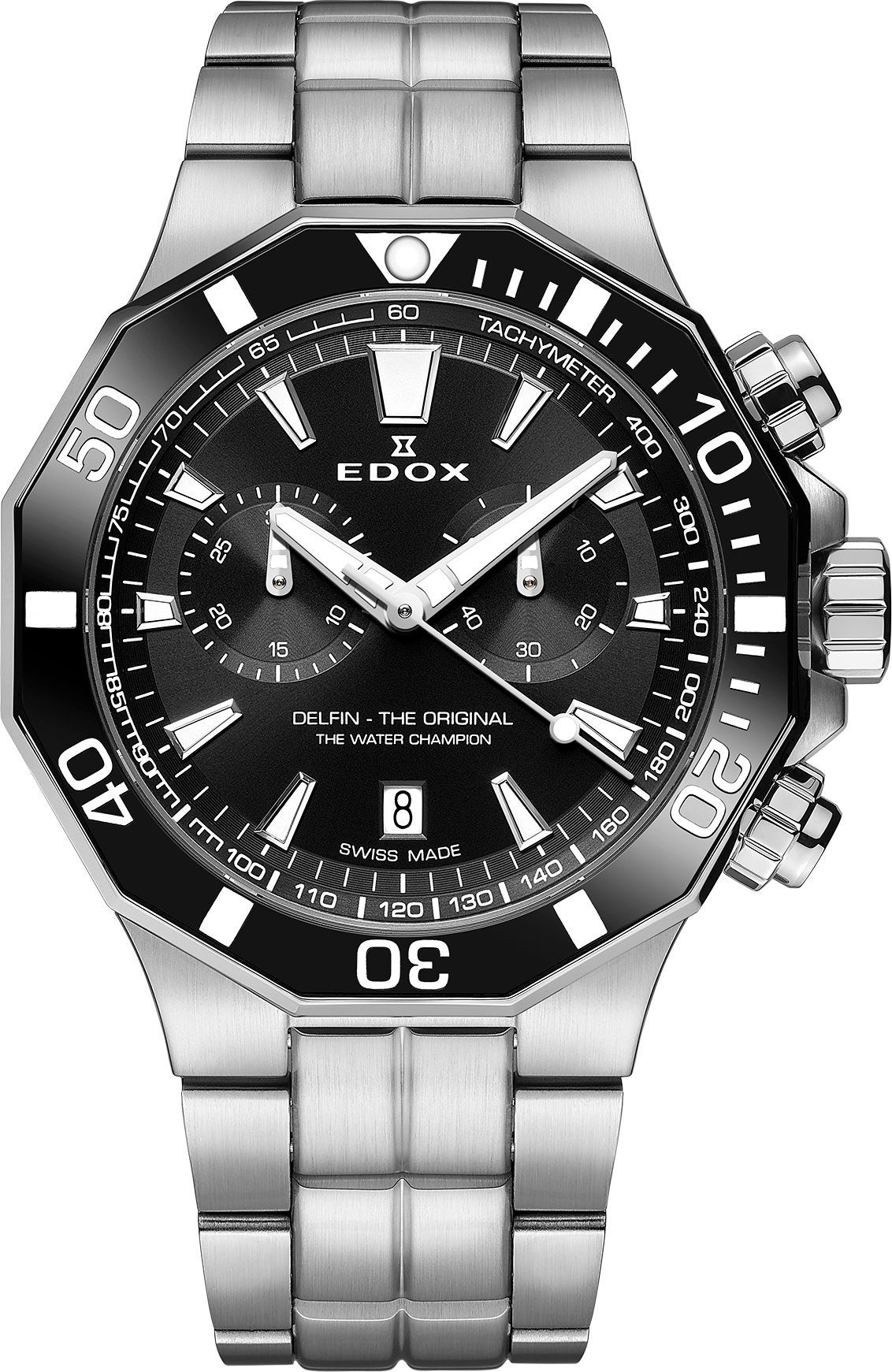Edox Delfin The Original  Black Dial 43 mm Quartz Watch For Men - 1
