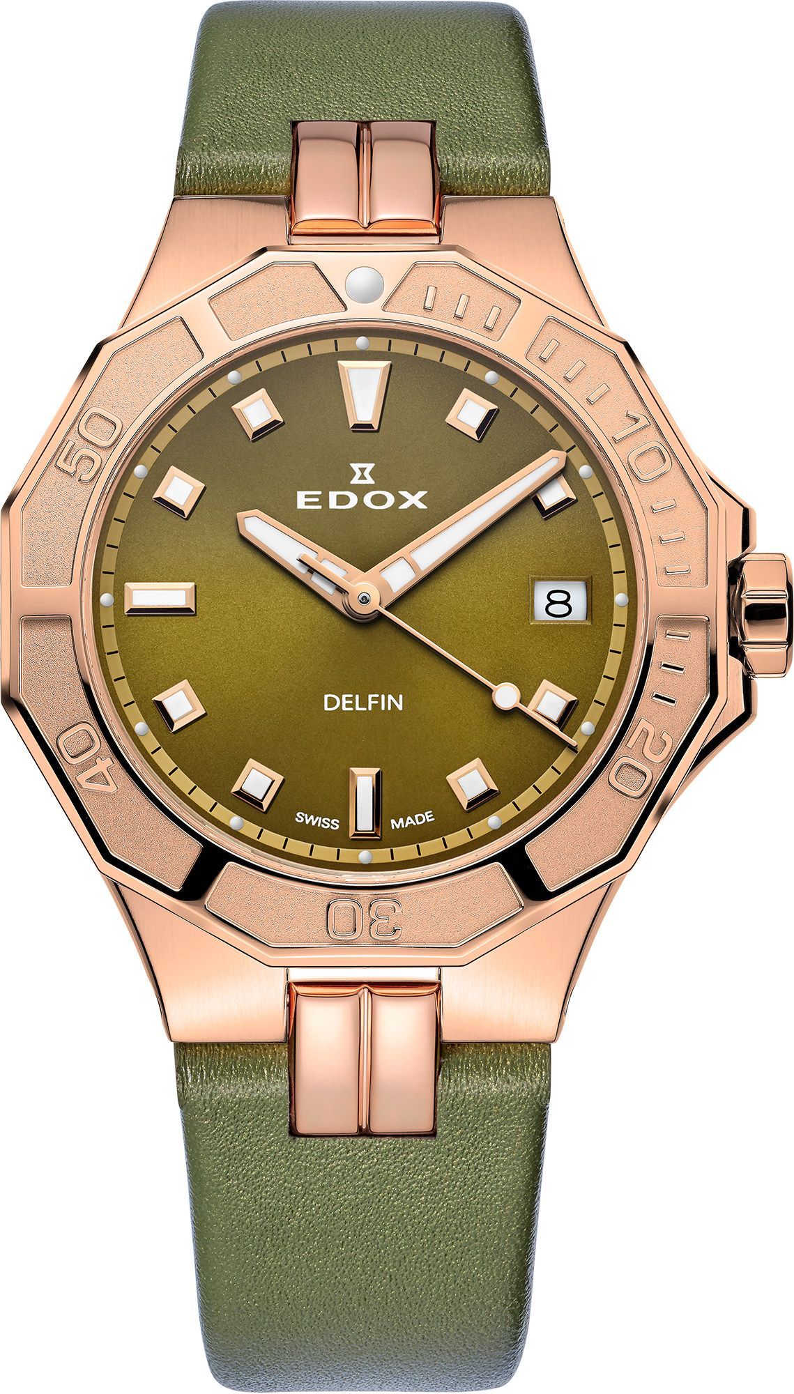 Edox Delfin The Original  Green Dial 38 mm Quartz Watch For Women - 1