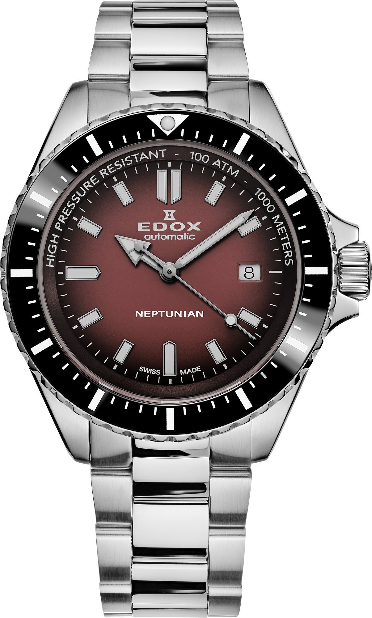 Edox Neptunian  Red Dial 44 mm Automatic Watch For Men - 1