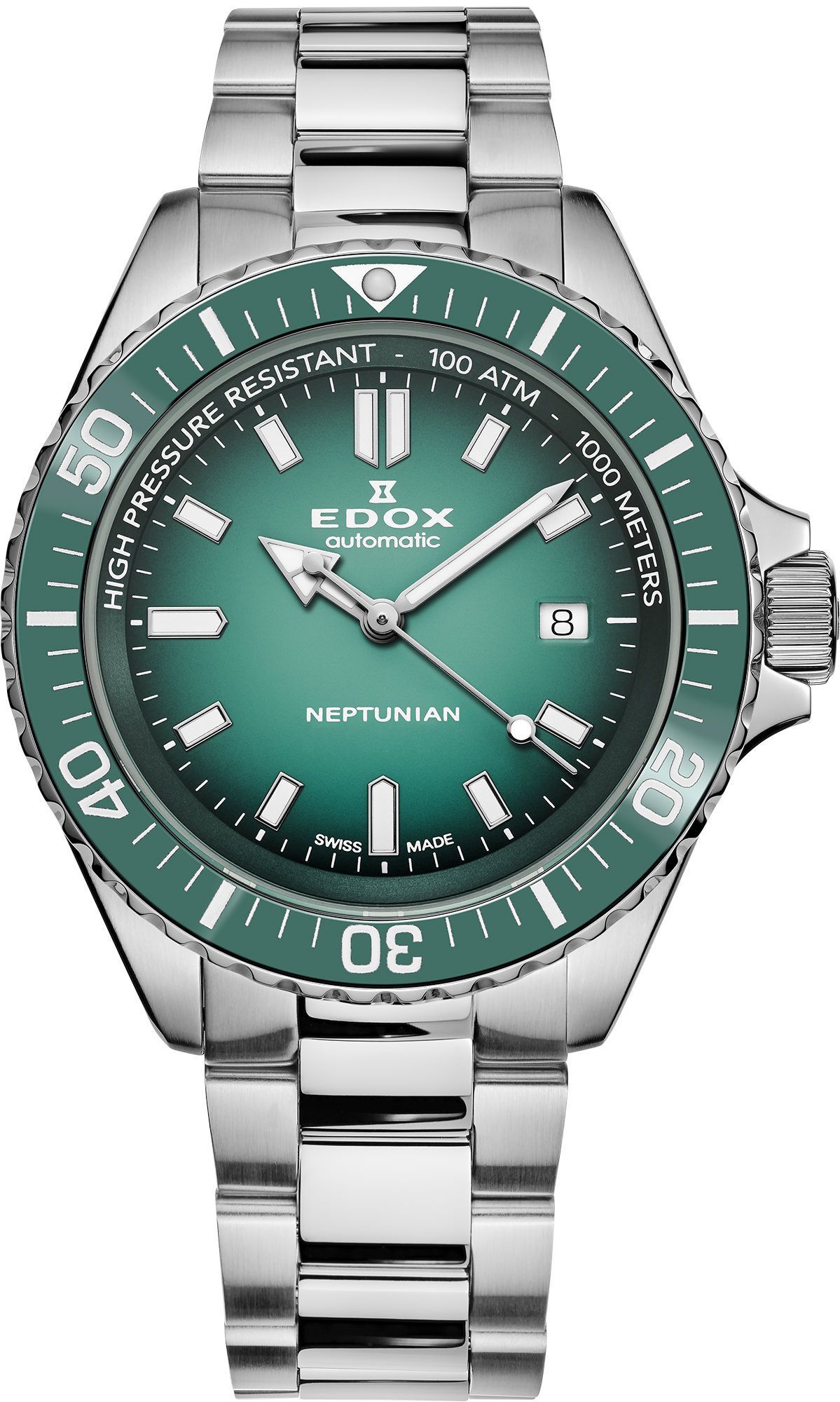 Edox Neptunian 44 mm Watch in Green Dial