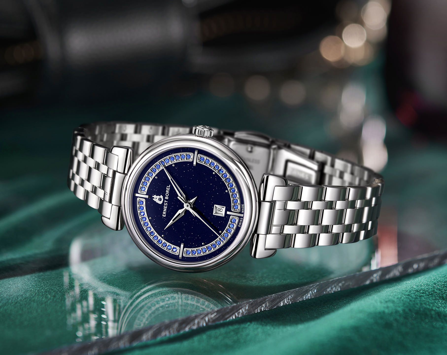 Ernest Borel Galaxy  Blue Dial 30 mm Quartz Watch For Women - 3