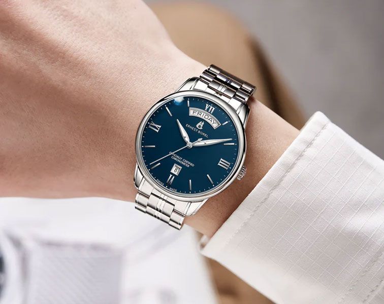 Ernest Borel Retro  Blue Dial 41 mm Automatic Watch For Men - 2