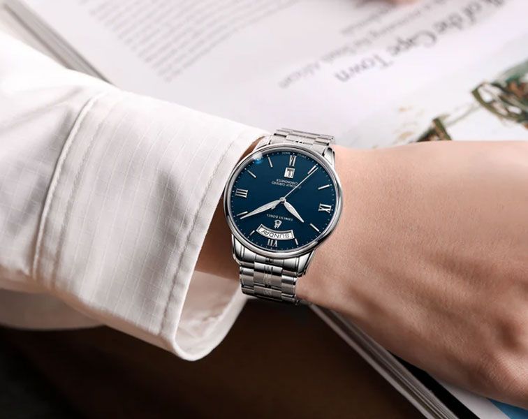 Ernest Borel Retro  Blue Dial 41 mm Automatic Watch For Men - 3