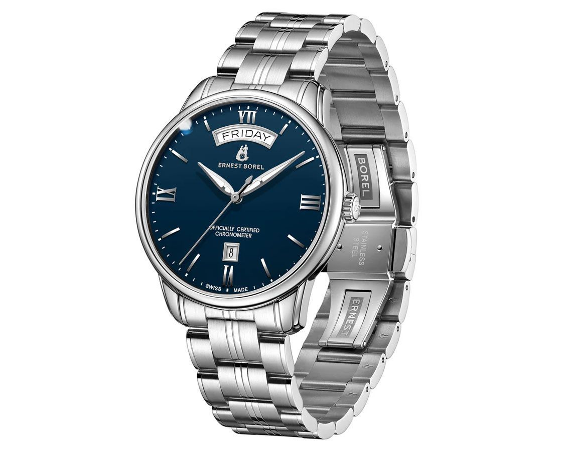 Ernest Borel Retro  Blue Dial 41 mm Automatic Watch For Men - 5