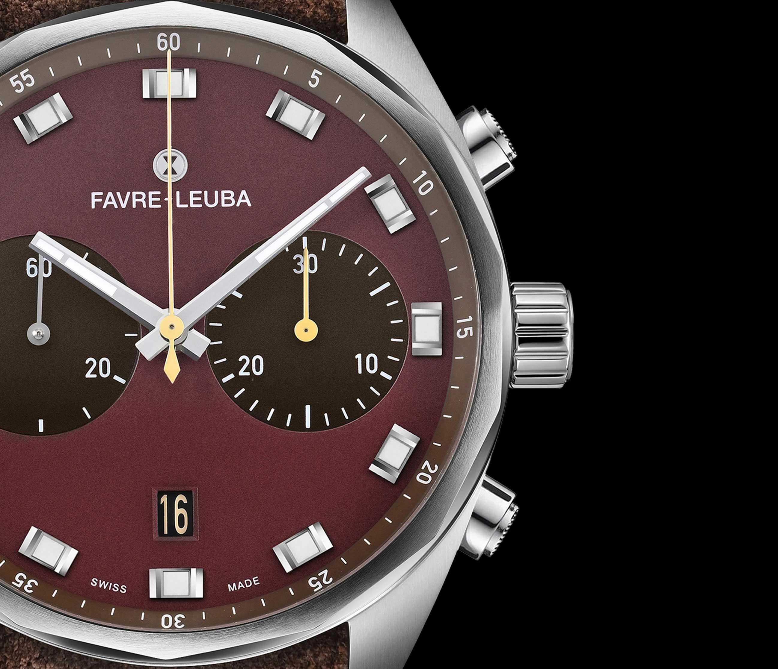 Favre Leuba Sky Chief Chronograph  Burgundy Dial 43 mm Automatic Watch For Men - 8