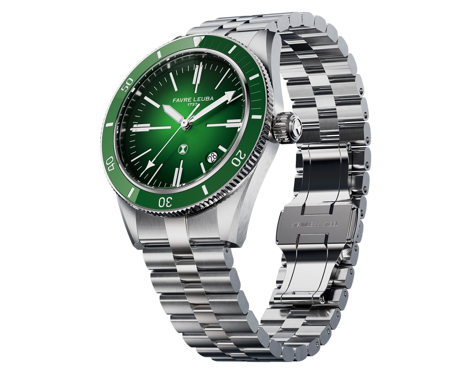 Favre Leuba Deep Blue Deep Blue Renaissance Green Dial 40 mm Automatic Watch For Men - 5