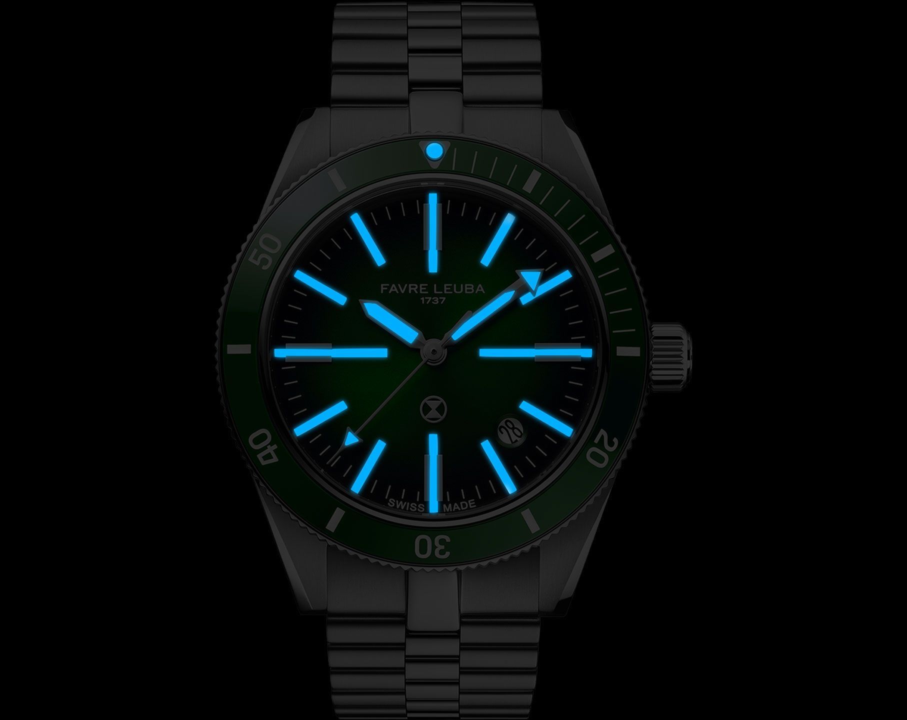 Favre Leuba Deep Blue Deep Blue Renaissance Green Dial 40 mm Automatic Watch For Men - 9