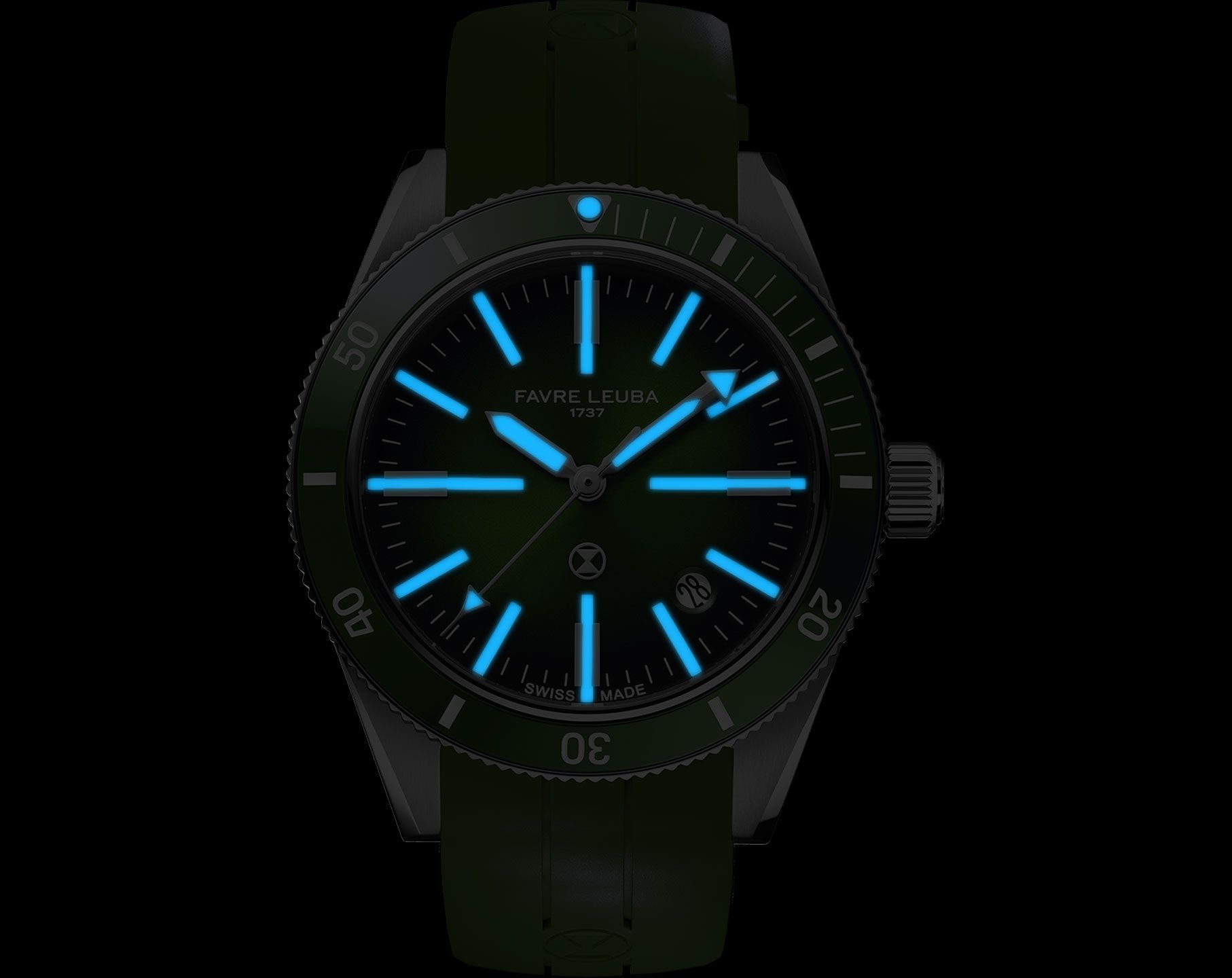 Favre Leuba Deep Blue Deep Blue Renaissance Green Dial 40 mm Automatic Watch For Men - 7