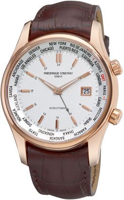 Frederique Constant Index Worldtimer 43 mm Watch in White Dial For Men - 1