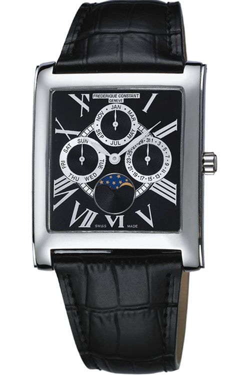 Frederique Constant Classics Quartz Men Watches in Rectangular case Black  Dial