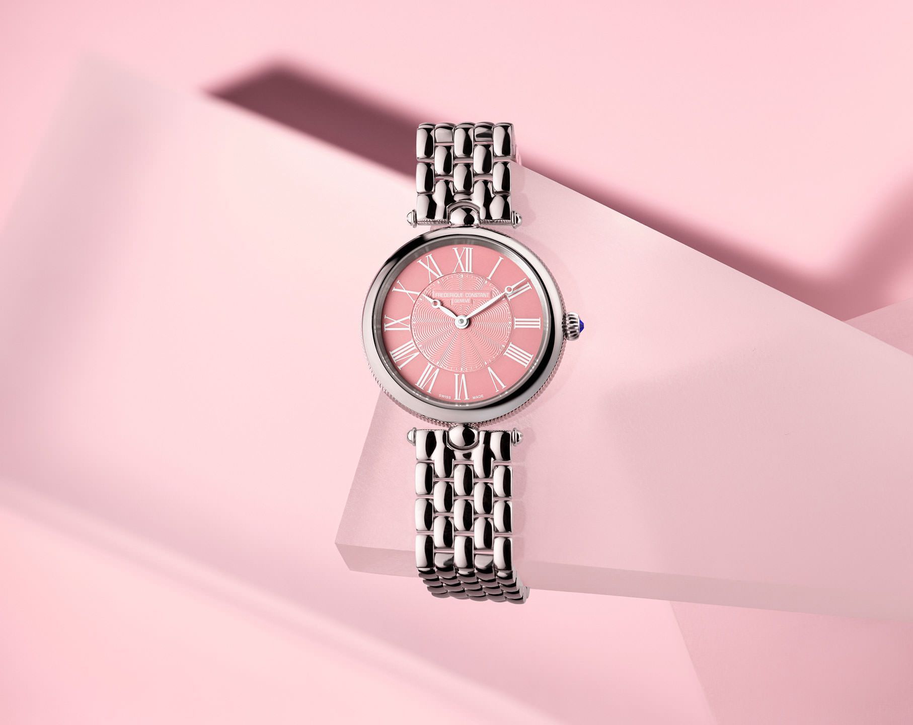 Frederique Constant Classics Classics Art Déco Round Pink Dial 30 mm Quartz Watch For Women - 4
