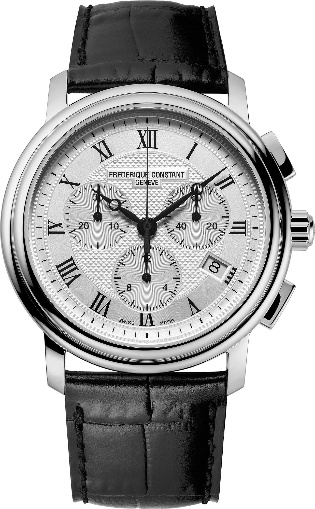Frederique Constant Classics Quartz Chronograph 40 mm Watch in Silver Dial For Men - 1