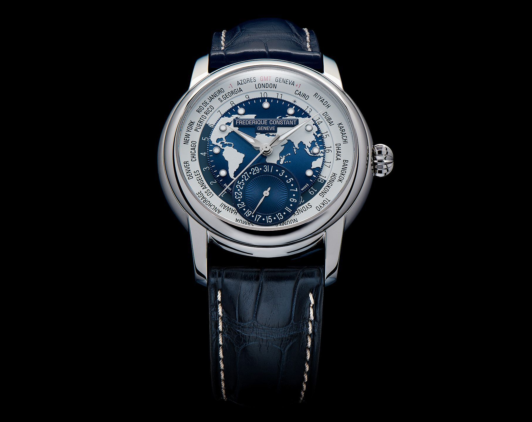 Frederique Constant Manufacture Manufacture Classic WorldTimer Blue & White Dial 42 mm Automatic Watch For Men - 3