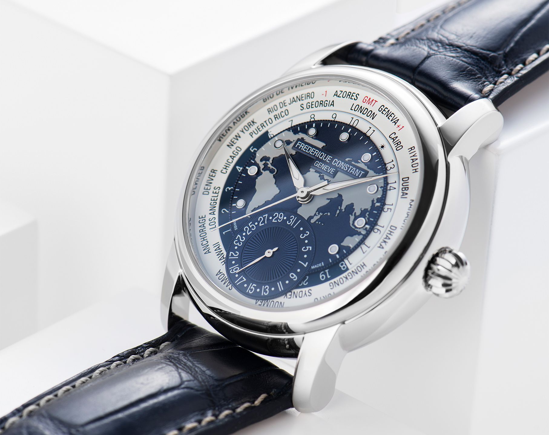 Frederique Constant Manufacture Manufacture Classic WorldTimer Blue & White Dial 42 mm Automatic Watch For Men - 8