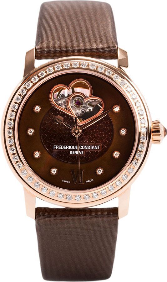 Frederique Constant Ladies Automatic Double Heart Beat Brown Dial 34 mm Automatic Watch For Women - 1