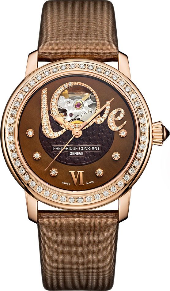 Frederique Constant Ladies Automatic Love Heart Beat Brown Dial 34 mm Automatic Watch For Women - 1