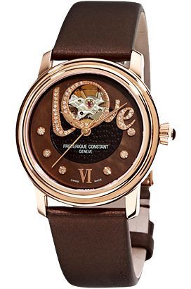 Frederique Constant Ladies Automatic Love Heart Beat Brown Dial 34 mm Automatic Watch For Women - 1