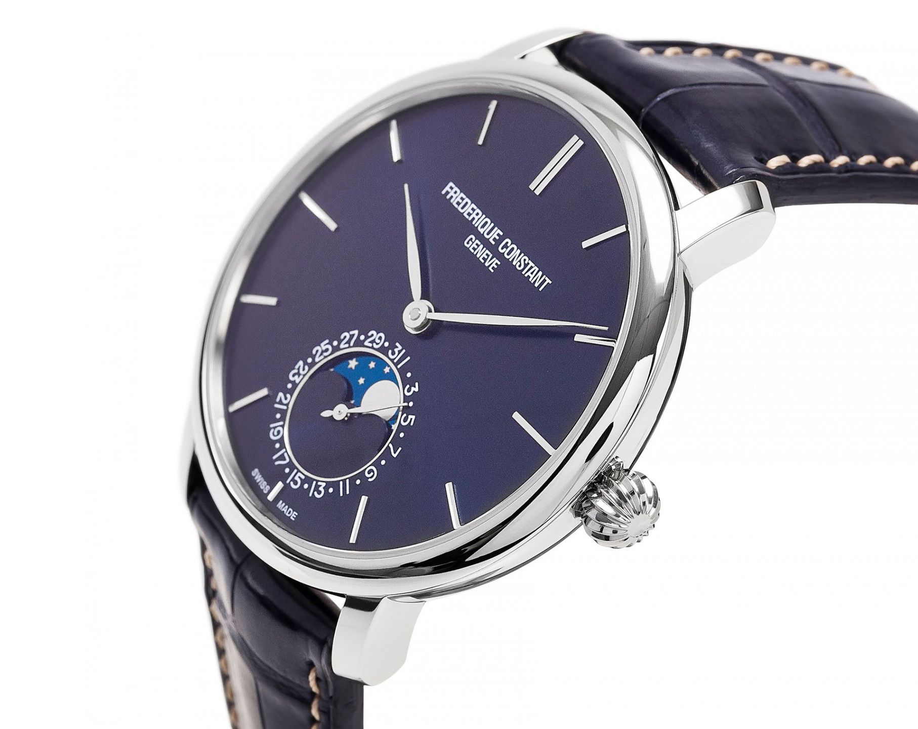 Frederique Constant Manufacture Slimline MoonPhase 42 mm Watch in Blue Dial For Men - 3