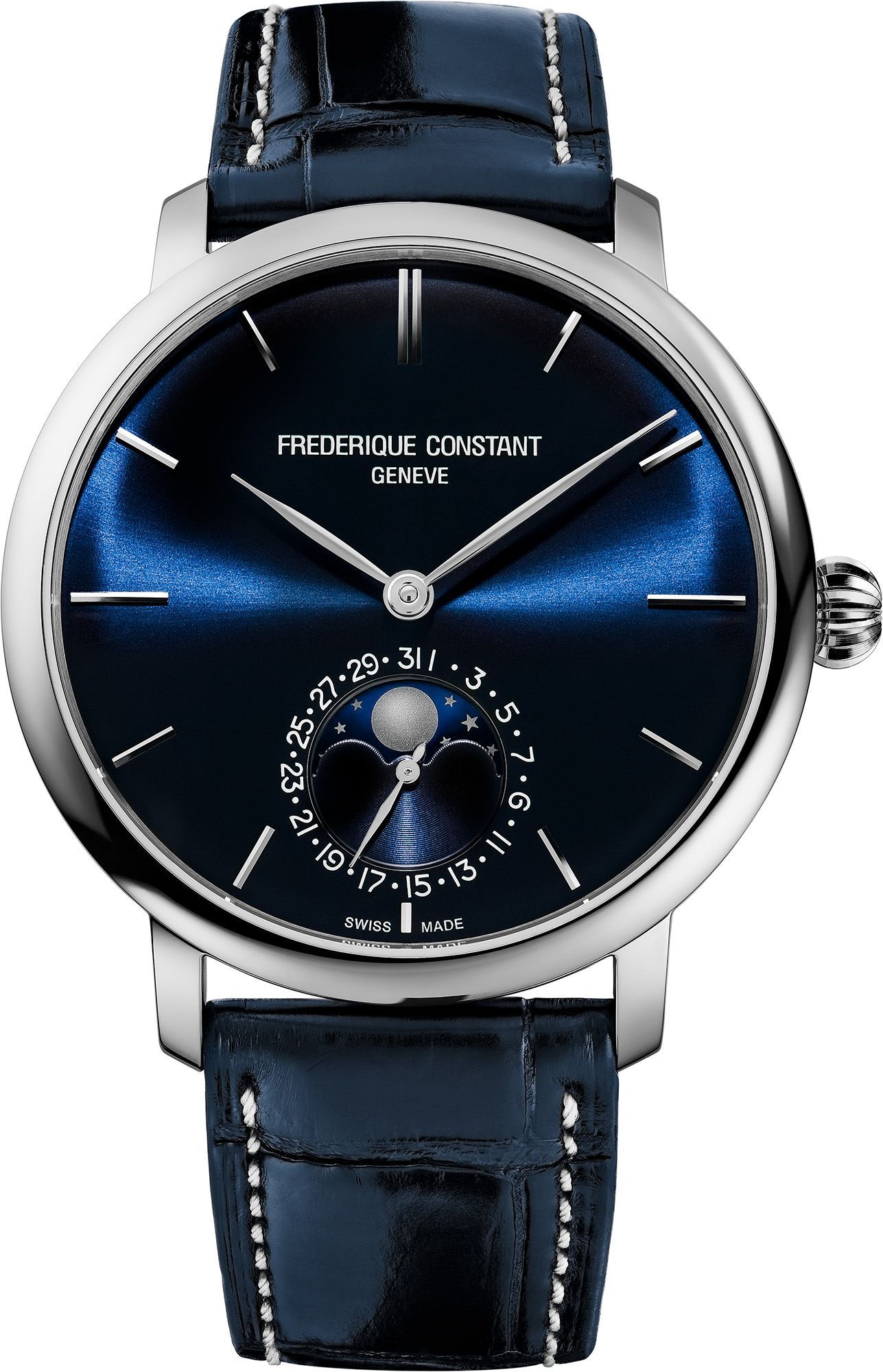 Frederique Constant Manufacture Slimline MoonPhase 42 mm Watch in Blue Dial For Men - 1