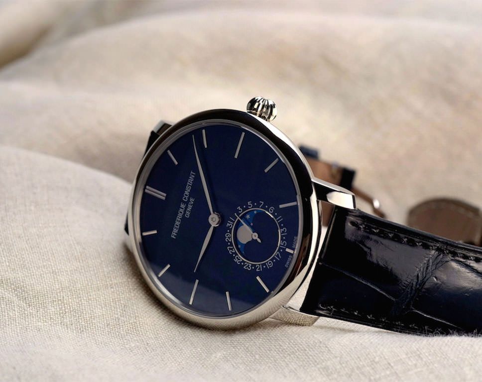 Frederique Constant Manufacture Slimline MoonPhase 42 mm Watch in Blue Dial For Men - 7
